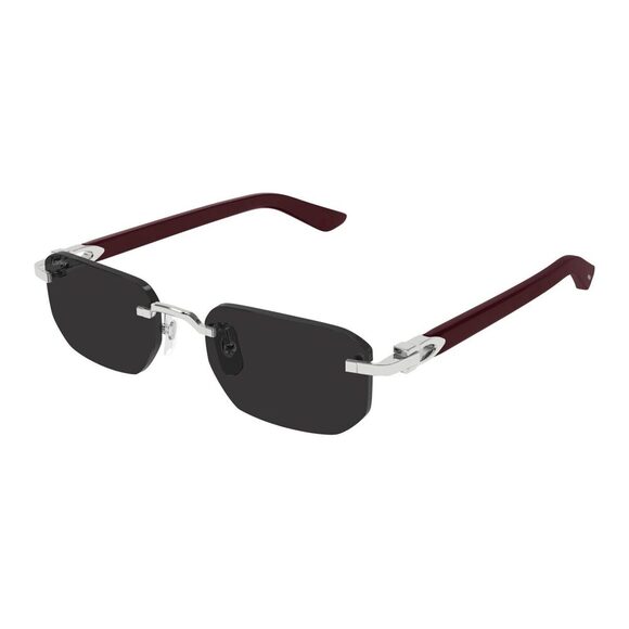 Cartier CT0622S-002 Sunglasses Silver Burgundy Smoke Metal